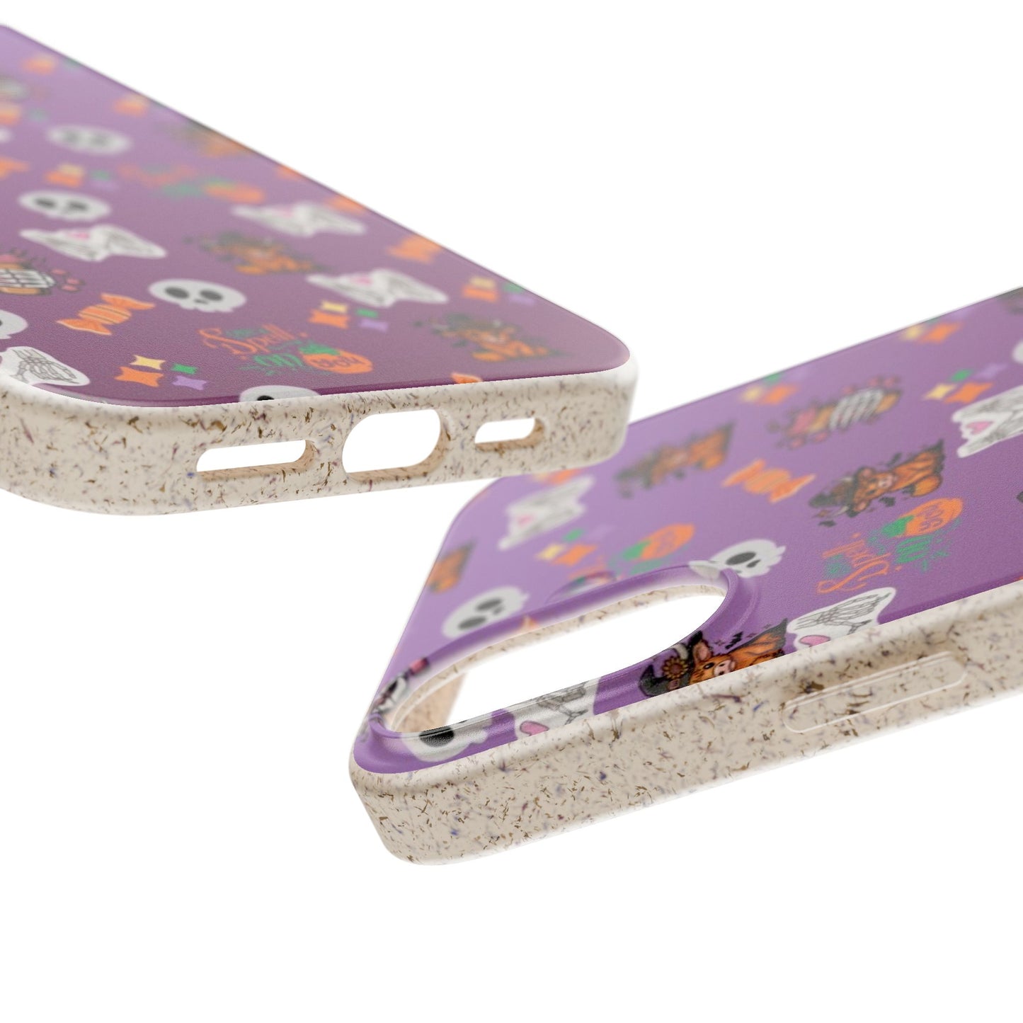 Spell On You Halloween Teddy Bear iPhone Case | Cute Witch Bear, Candy and Skull Pattern | Purple Aesthetic Protective Phone Cover