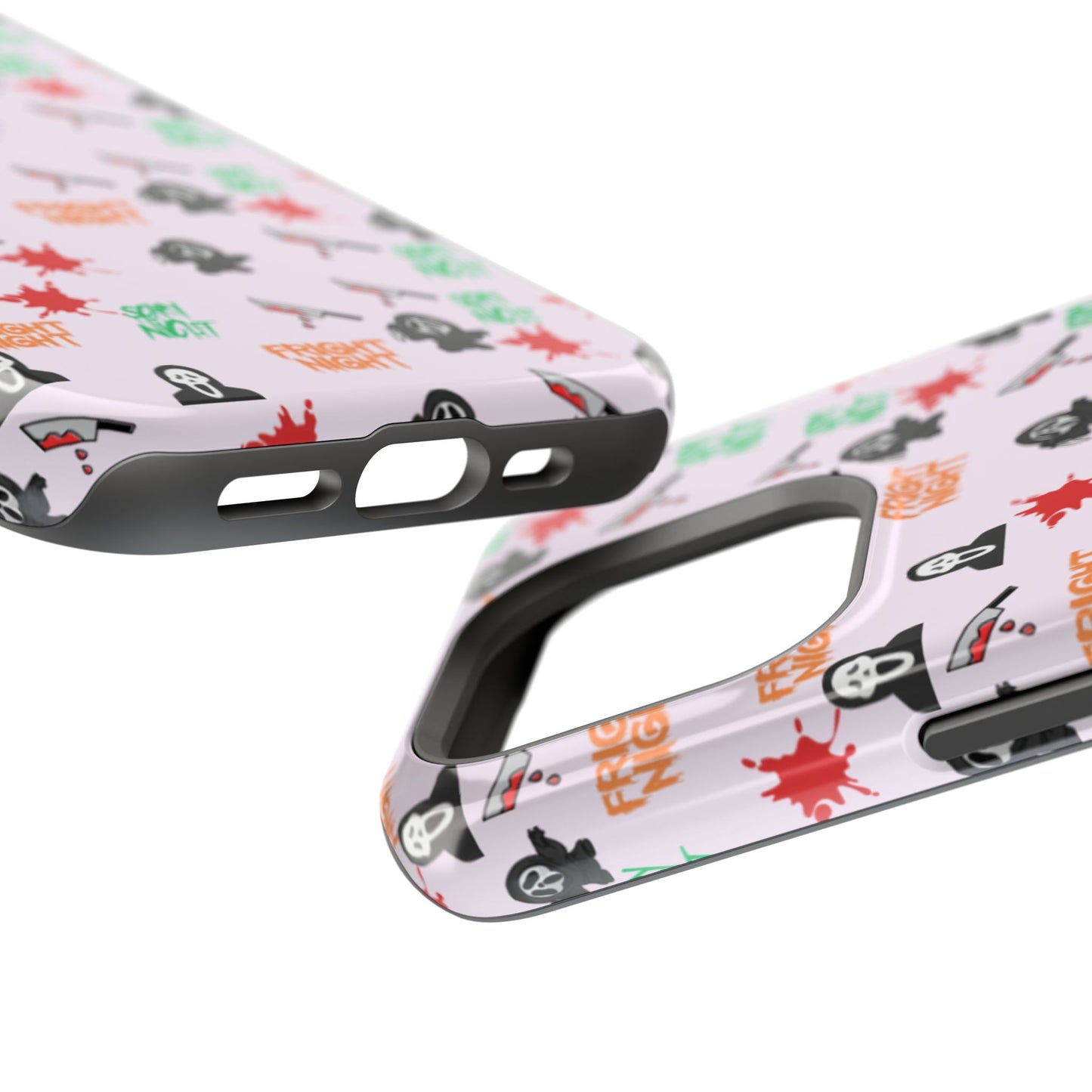 Halloween Spooky Phone Case, MagImpact-Resist iPhone 13-17 Pro Max, Pink, Blood Drop & Knife, Scary Horror Lovers, Fright Night Accessories,