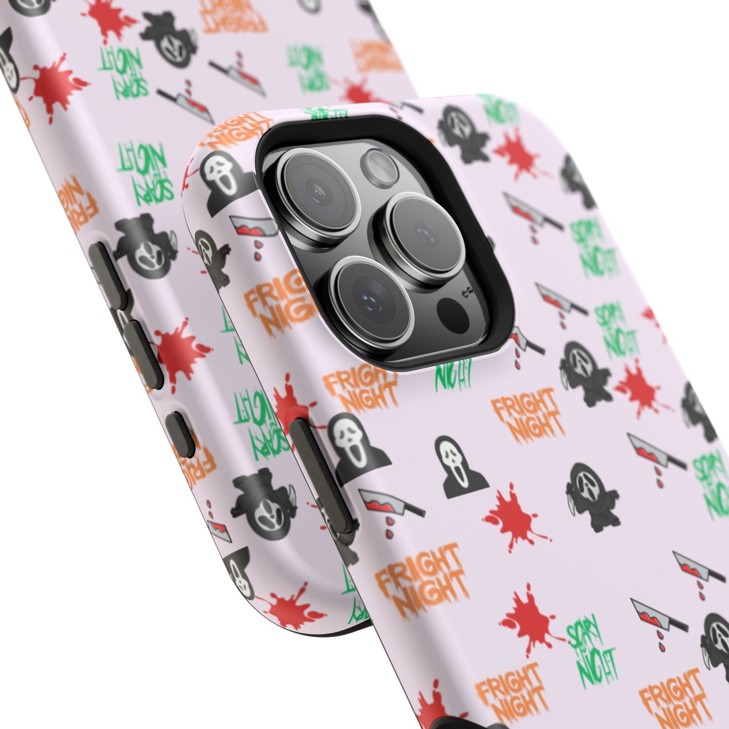 Halloween Spooky Phone Case, MagImpact-Resist iPhone 13-17 Pro Max, Pink, Blood Drop & Knife, Scary Horror Lovers, Fright Night Accessories,