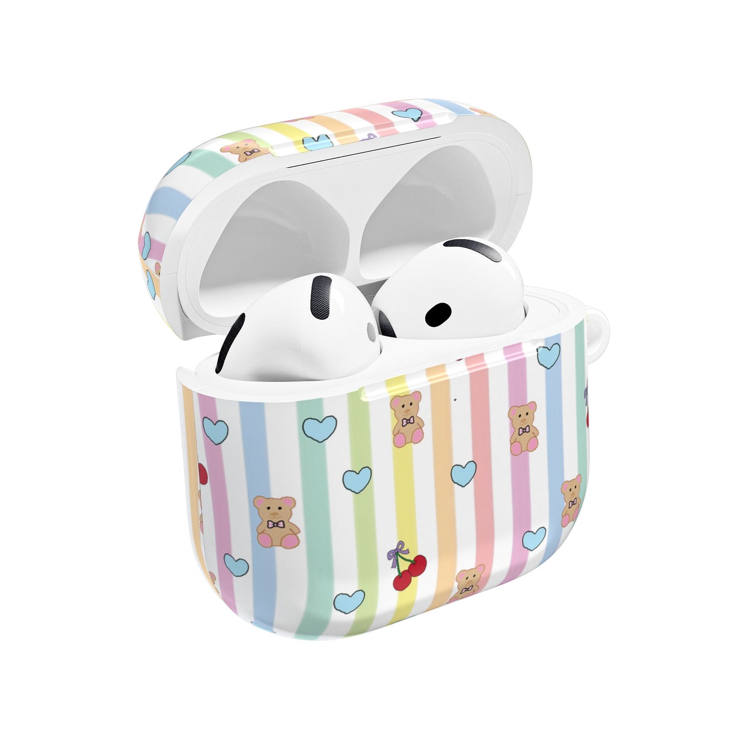 Cute Bear and Heart AirPod Case | Kawaii Pastel Cover, Glossy Protective AirPods Case, Adorable Gift for Her