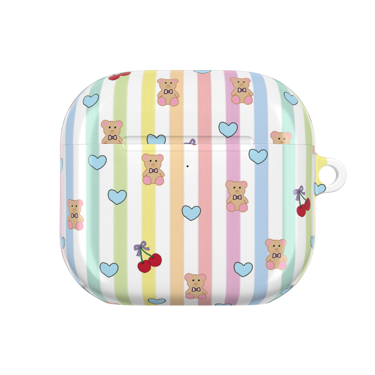 Cute Bear and Heart AirPod Case | Kawaii Pastel Cover, Glossy Protective AirPods Case, Adorable Gift for Her
