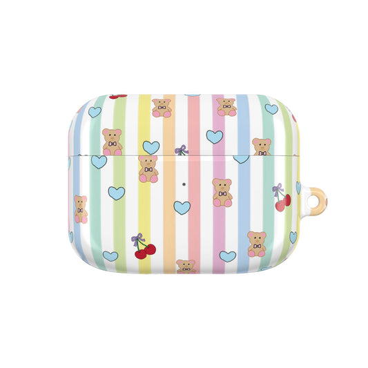 Cute Bear and Heart AirPod Case | Kawaii Pastel Cover, Glossy Protective AirPods Case, Adorable Gift for Her