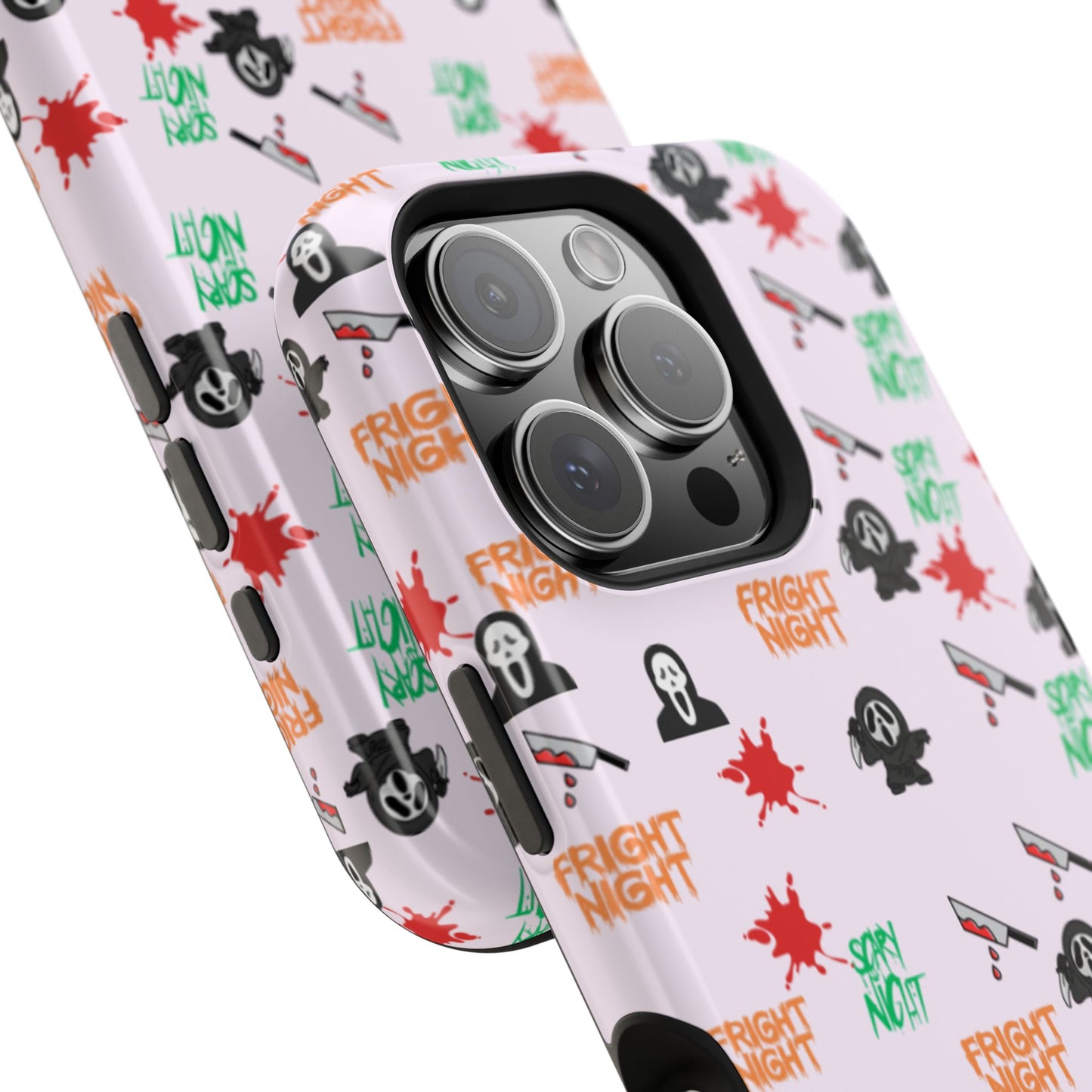 Halloween Spooky Phone Case, MagImpact-Resist iPhone 13-17 Pro Max, Pink, Blood Drop & Knife, Scary Horror Lovers, Fright Night Accessories,