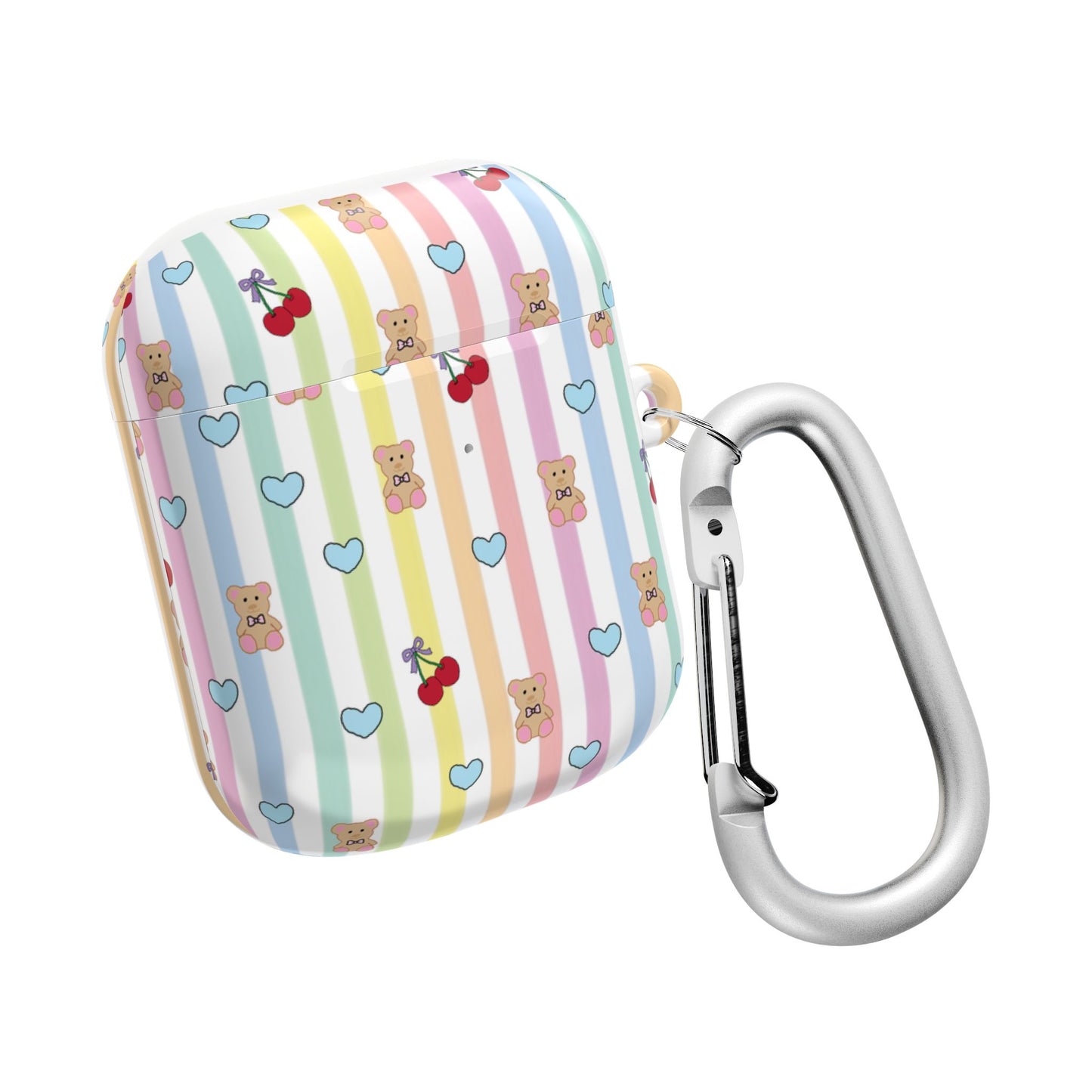 Cute Bear and Heart AirPod Case | Kawaii Pastel Cover, Glossy Protective AirPods Case, Adorable Gift for Her