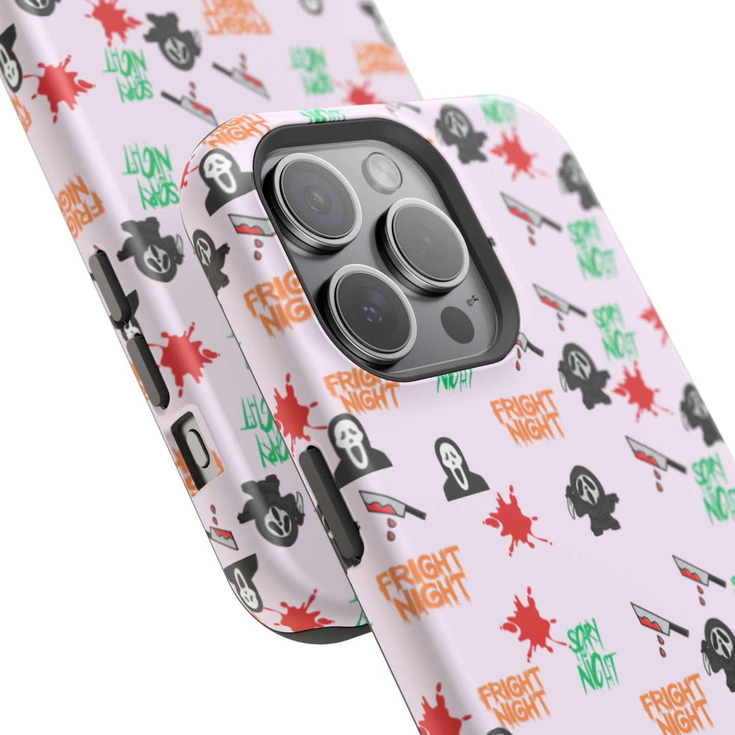 Halloween Spooky Phone Case, MagImpact-Resist iPhone 13-17 Pro Max, Pink, Blood Drop & Knife, Scary Horror Lovers, Fright Night Accessories,