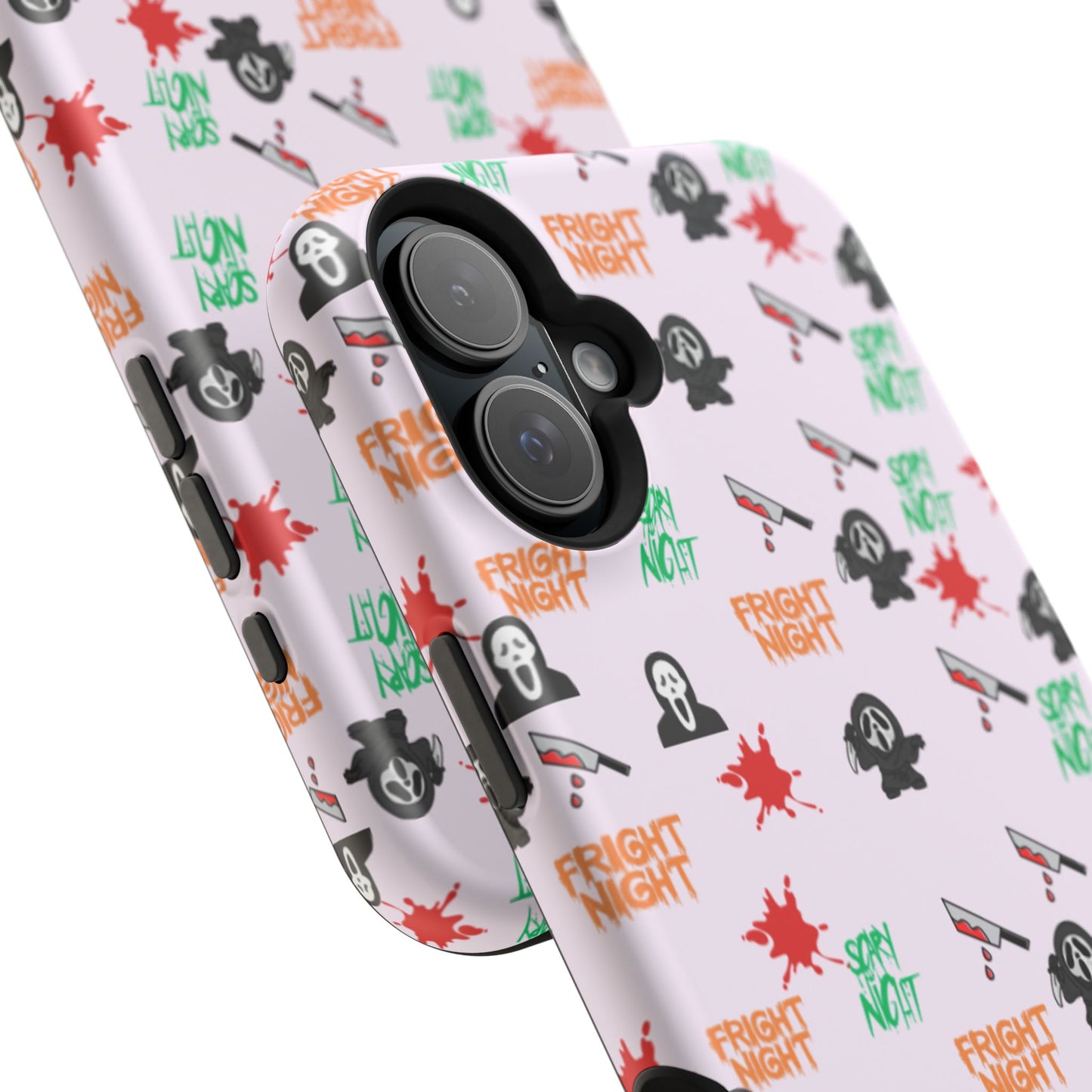 Halloween Spooky Phone Case, MagImpact-Resist iPhone 13-17 Pro Max, Pink, Blood Drop & Knife, Scary Horror Lovers, Fright Night Accessories,