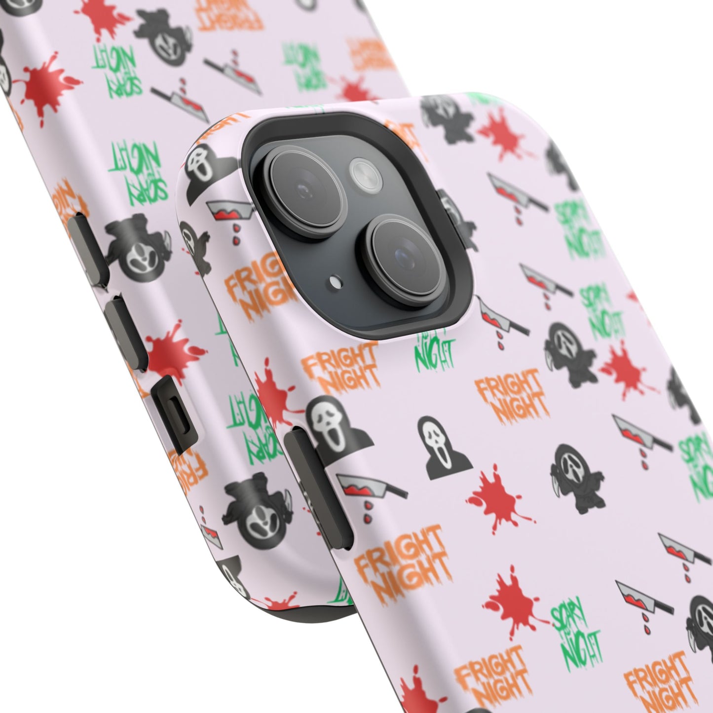 Halloween Spooky Phone Case, MagImpact-Resist iPhone 13-17 Pro Max, Pink, Blood Drop & Knife, Scary Horror Lovers, Fright Night Accessories,