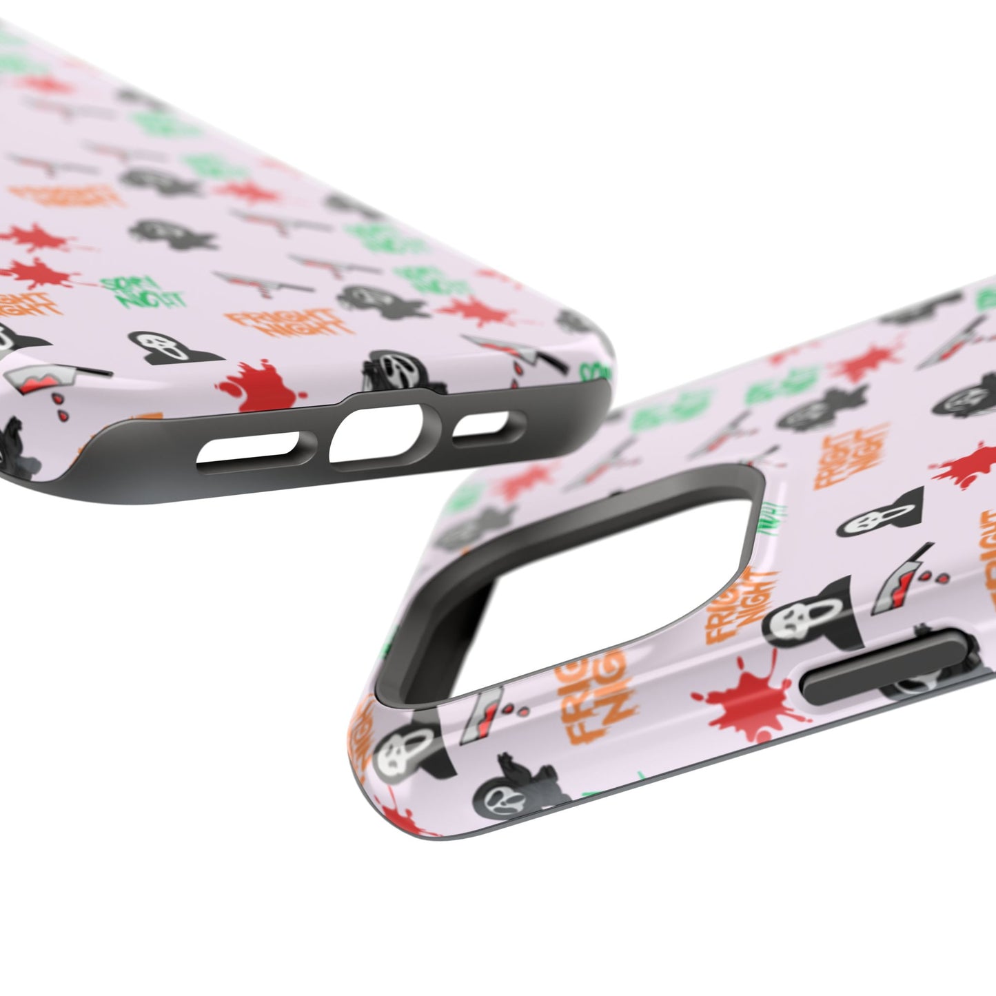 Halloween Spooky Phone Case, MagImpact-Resist iPhone 13-17 Pro Max, Pink, Blood Drop & Knife, Scary Horror Lovers, Fright Night Accessories,