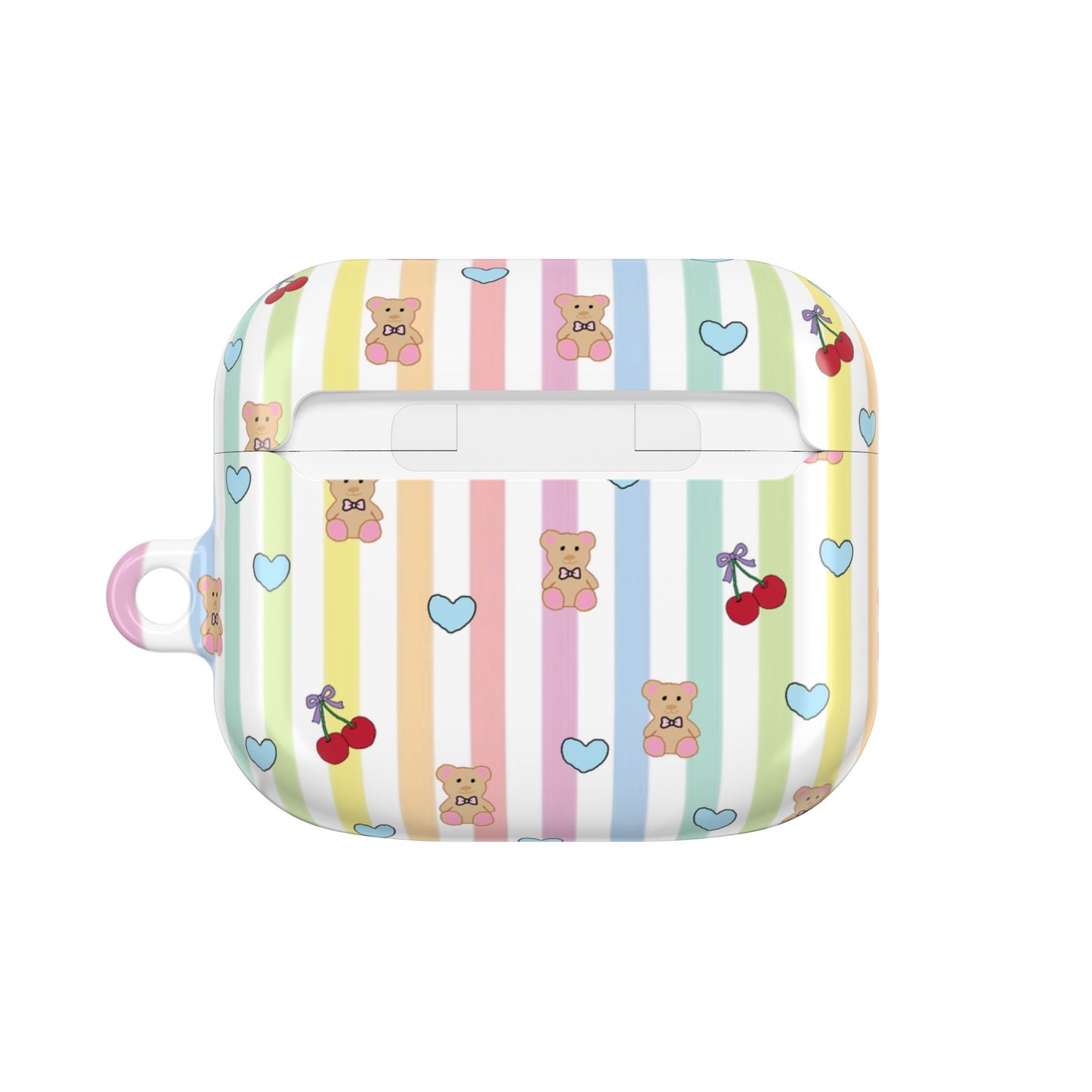Cute Bear and Heart AirPod Case | Kawaii Pastel Cover, Glossy Protective AirPods Case, Adorable Gift for Her