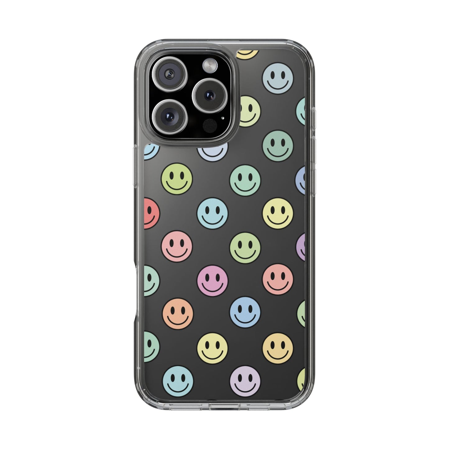 Clear Smiley Face Phone Case, Fun Protective Cover, Cute Accessory, Gift for Friends, Vibrant Smartphone Style