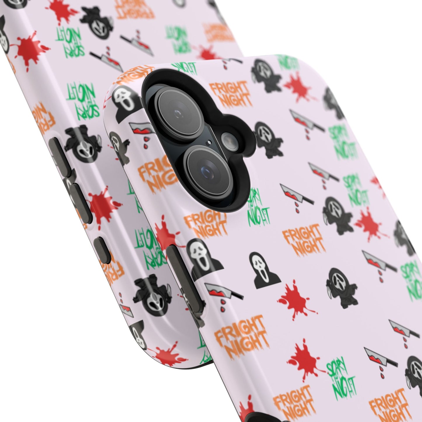 Halloween Spooky Phone Case, MagImpact-Resist iPhone 13-17 Pro Max, Pink, Blood Drop & Knife, Scary Horror Lovers, Fright Night Accessories,