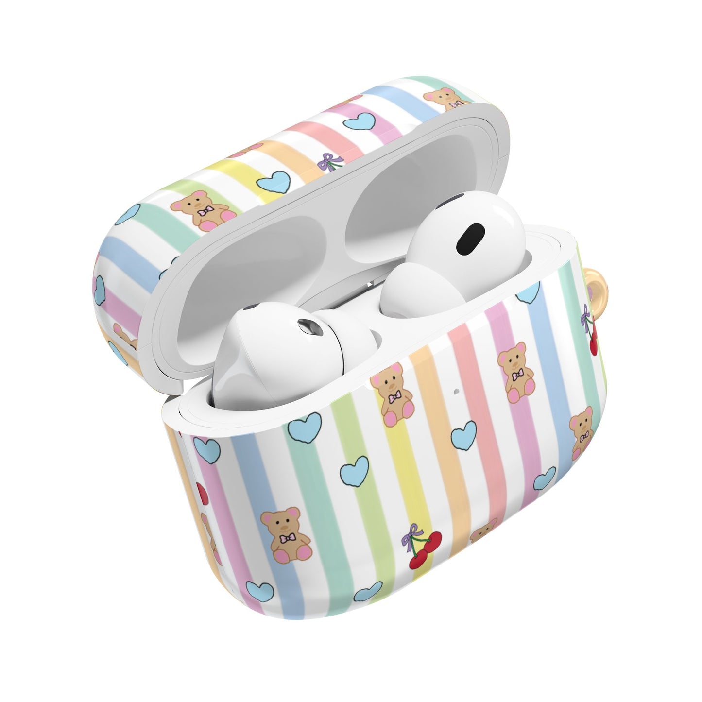 Cute Bear and Heart AirPod Case | Kawaii Pastel Cover, Glossy Protective AirPods Case, Adorable Gift for Her