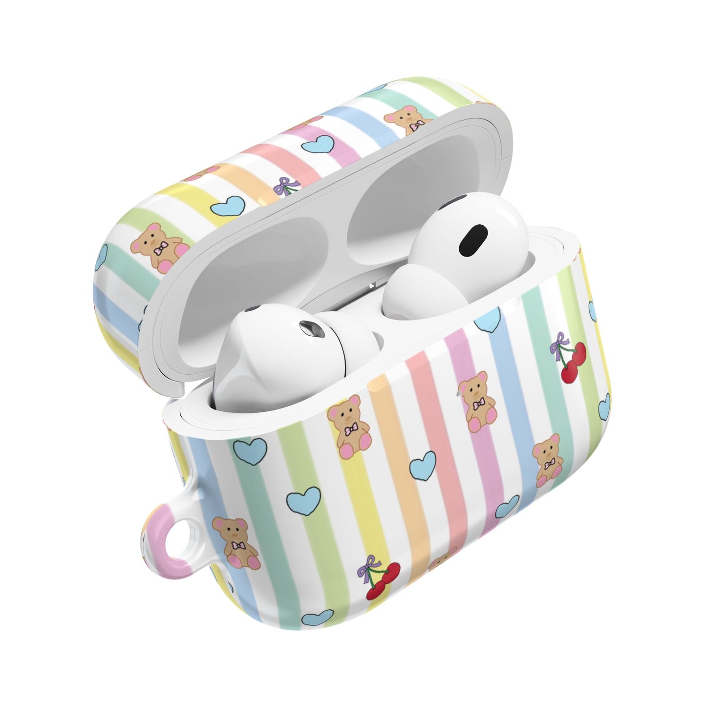 Cute Bear and Heart AirPod Case | Kawaii Pastel Cover, Glossy Protective AirPods Case, Adorable Gift for Her