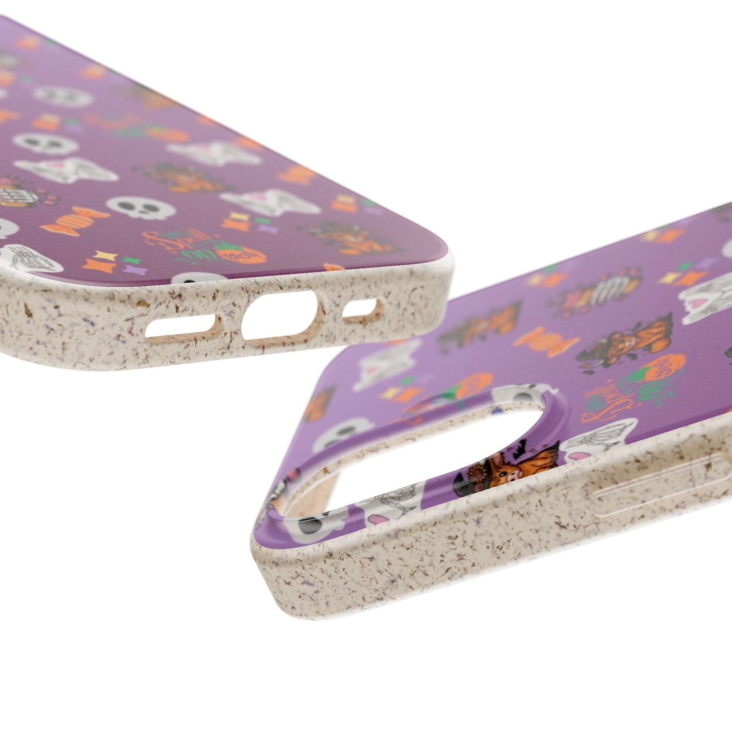 Spell On You Halloween Teddy Bear iPhone Case | Cute Witch Bear, Candy and Skull Pattern | Purple Aesthetic Protective Phone Cover