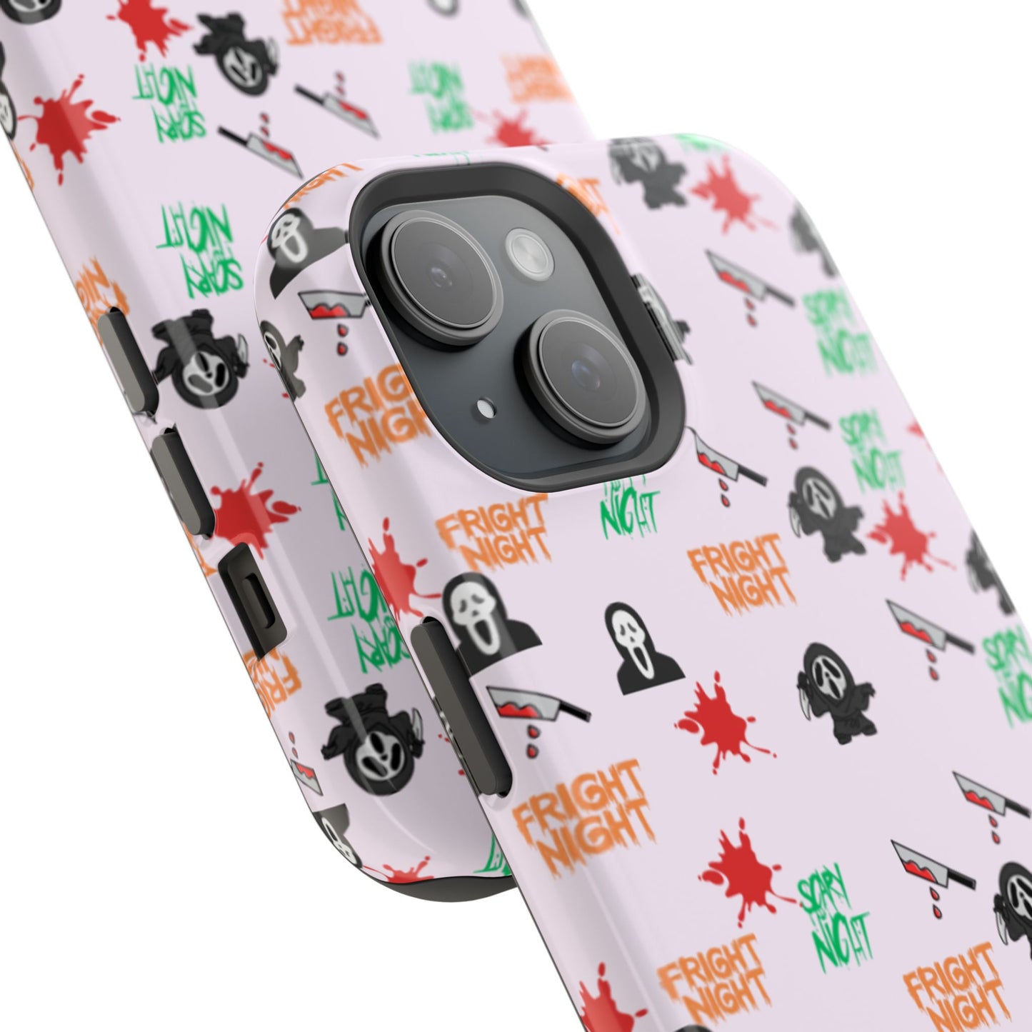 Halloween Spooky Phone Case, MagImpact-Resist iPhone 13-17 Pro Max, Pink, Blood Drop & Knife, Scary Horror Lovers, Fright Night Accessories,