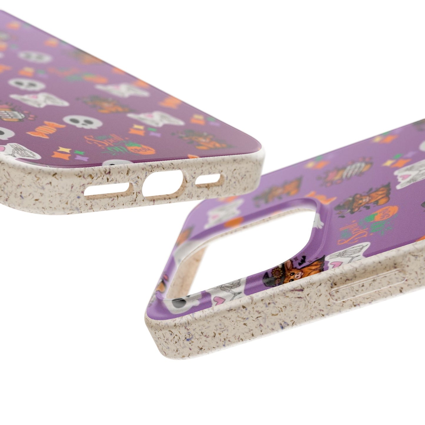 Spell On You Halloween Teddy Bear iPhone Case | Cute Witch Bear, Candy and Skull Pattern | Purple Aesthetic Protective Phone Cover