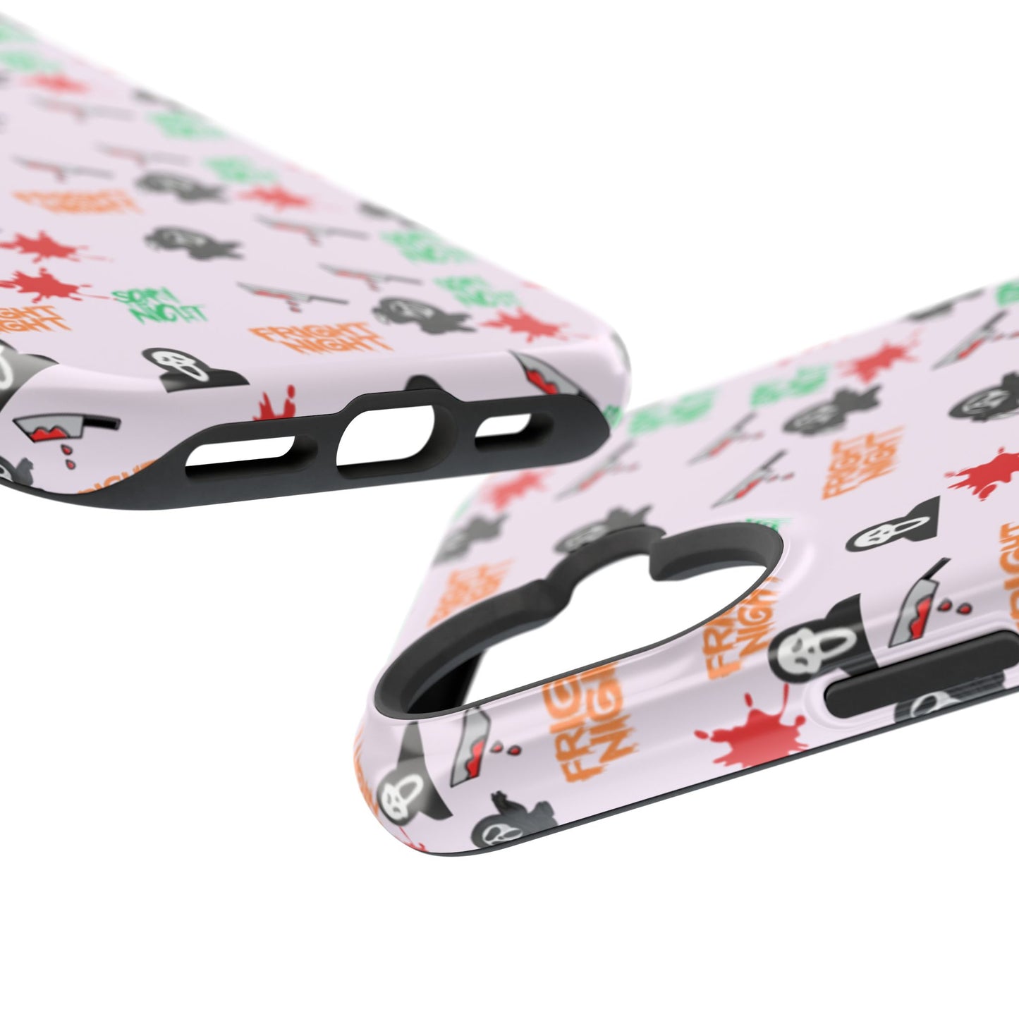 Halloween Spooky Phone Case, MagImpact-Resist iPhone 13-17 Pro Max, Pink, Blood Drop & Knife, Scary Horror Lovers, Fright Night Accessories,