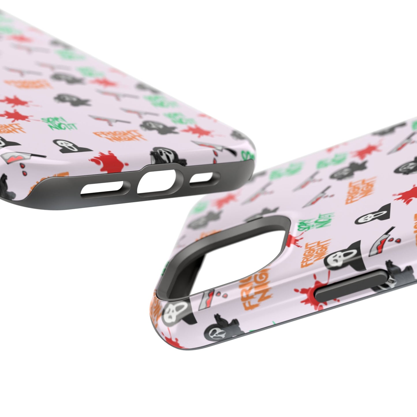 Halloween Spooky Phone Case, MagImpact-Resist iPhone 13-17 Pro Max, Pink, Blood Drop & Knife, Scary Horror Lovers, Fright Night Accessories,