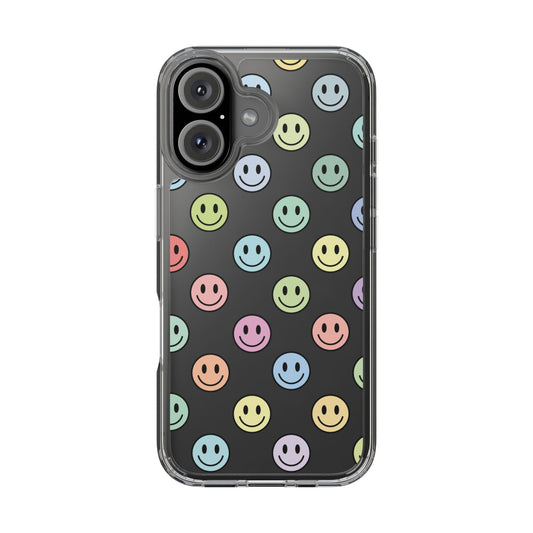 Clear Smiley Face Phone Case, Fun Protective Cover, Cute Accessory, Gift for Friends, Vibrant Smartphone Style