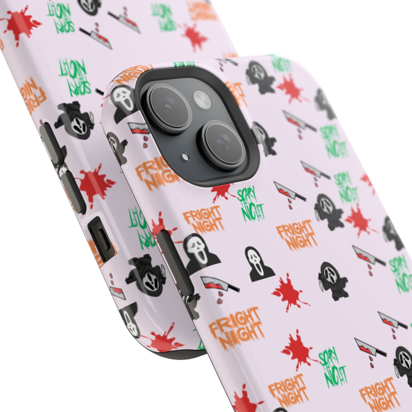 Halloween Spooky Phone Case, MagImpact-Resist iPhone 13-17 Pro Max, Pink, Blood Drop & Knife, Scary Horror Lovers, Fright Night Accessories,