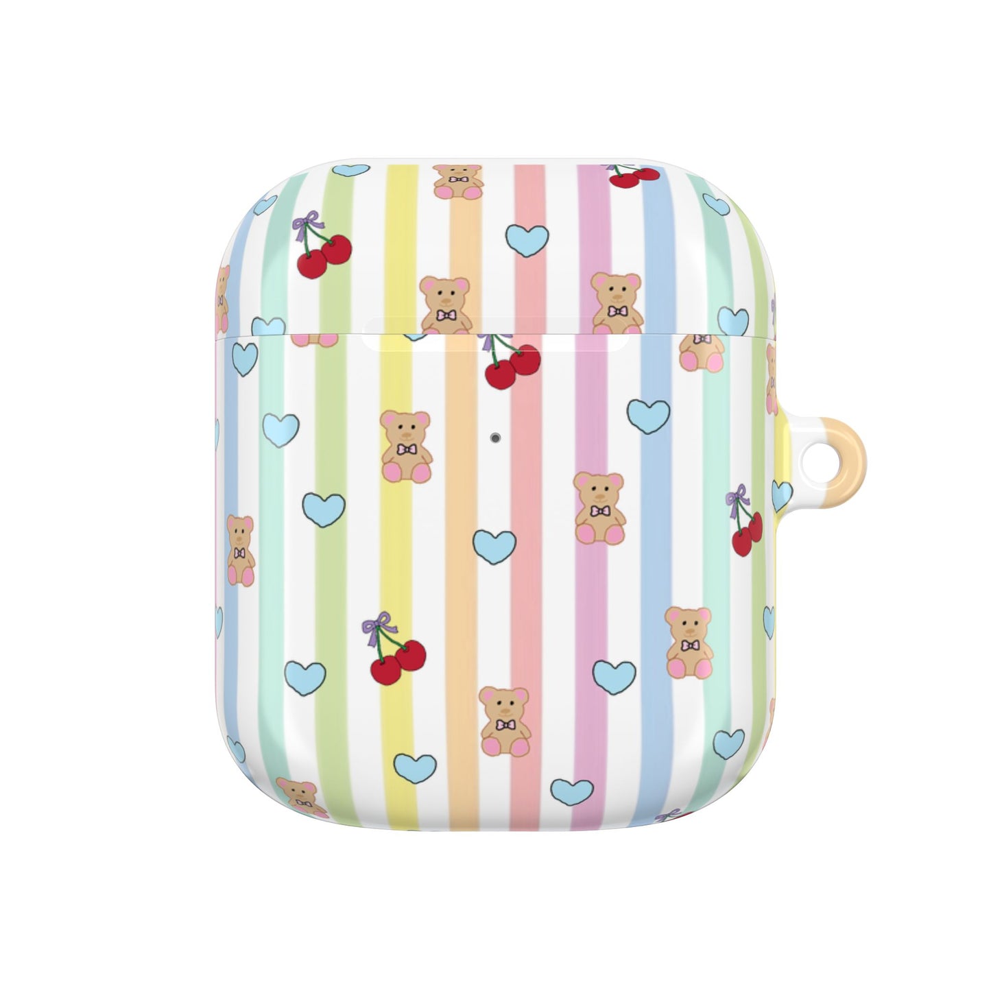 Cute Bear and Heart AirPod Case | Kawaii Pastel Cover, Glossy Protective AirPods Case, Adorable Gift for Her