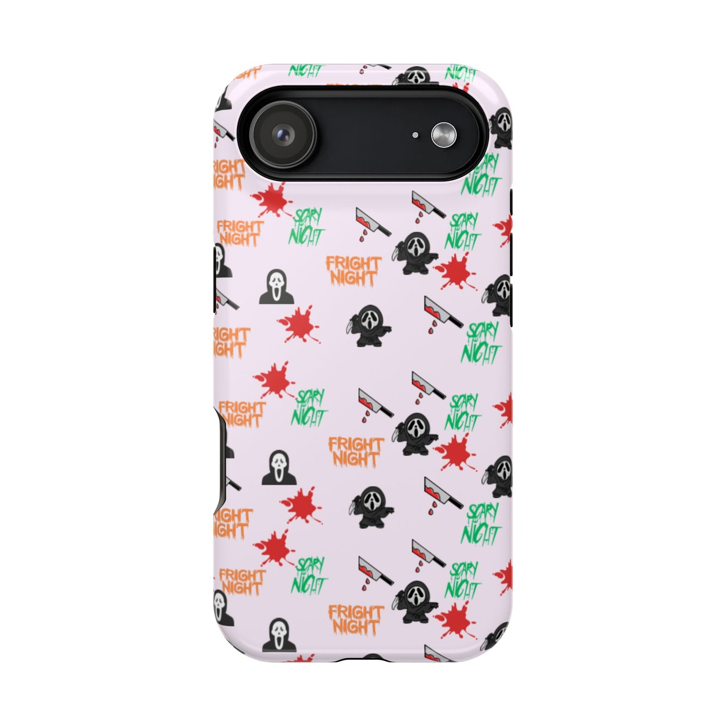 Halloween Spooky Phone Case, MagImpact-Resist iPhone 13-17 Pro Max, Pink, Blood Drop & Knife, Scary Horror Lovers, Fright Night Accessories,