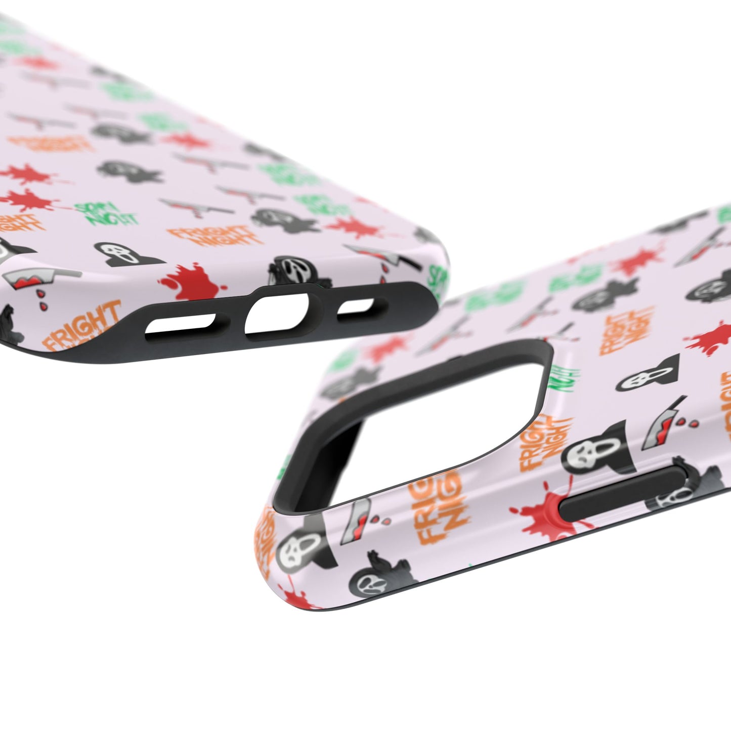 Halloween Spooky Phone Case, MagImpact-Resist iPhone 13-17 Pro Max, Pink, Blood Drop & Knife, Scary Horror Lovers, Fright Night Accessories,