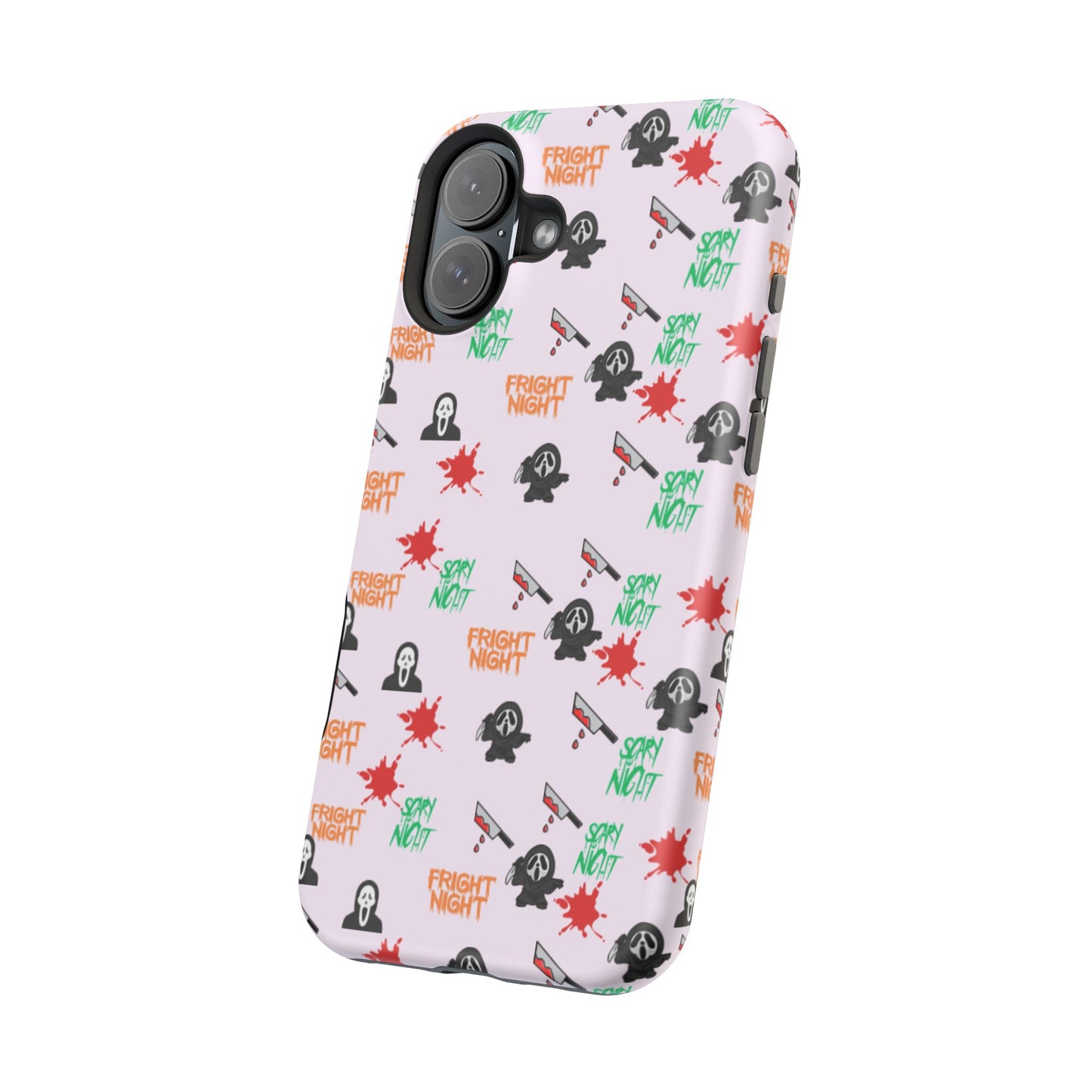 Halloween Spooky Phone Case, MagImpact-Resist iPhone 13-17 Pro Max, Pink, Blood Drop & Knife, Scary Horror Lovers, Fright Night Accessories,