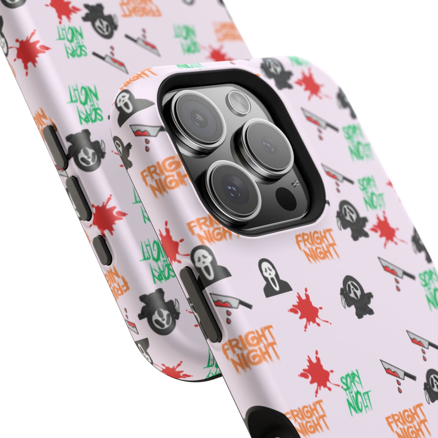 Halloween Spooky Phone Case, MagImpact-Resist iPhone 13-17 Pro Max, Pink, Blood Drop & Knife, Scary Horror Lovers, Fright Night Accessories,