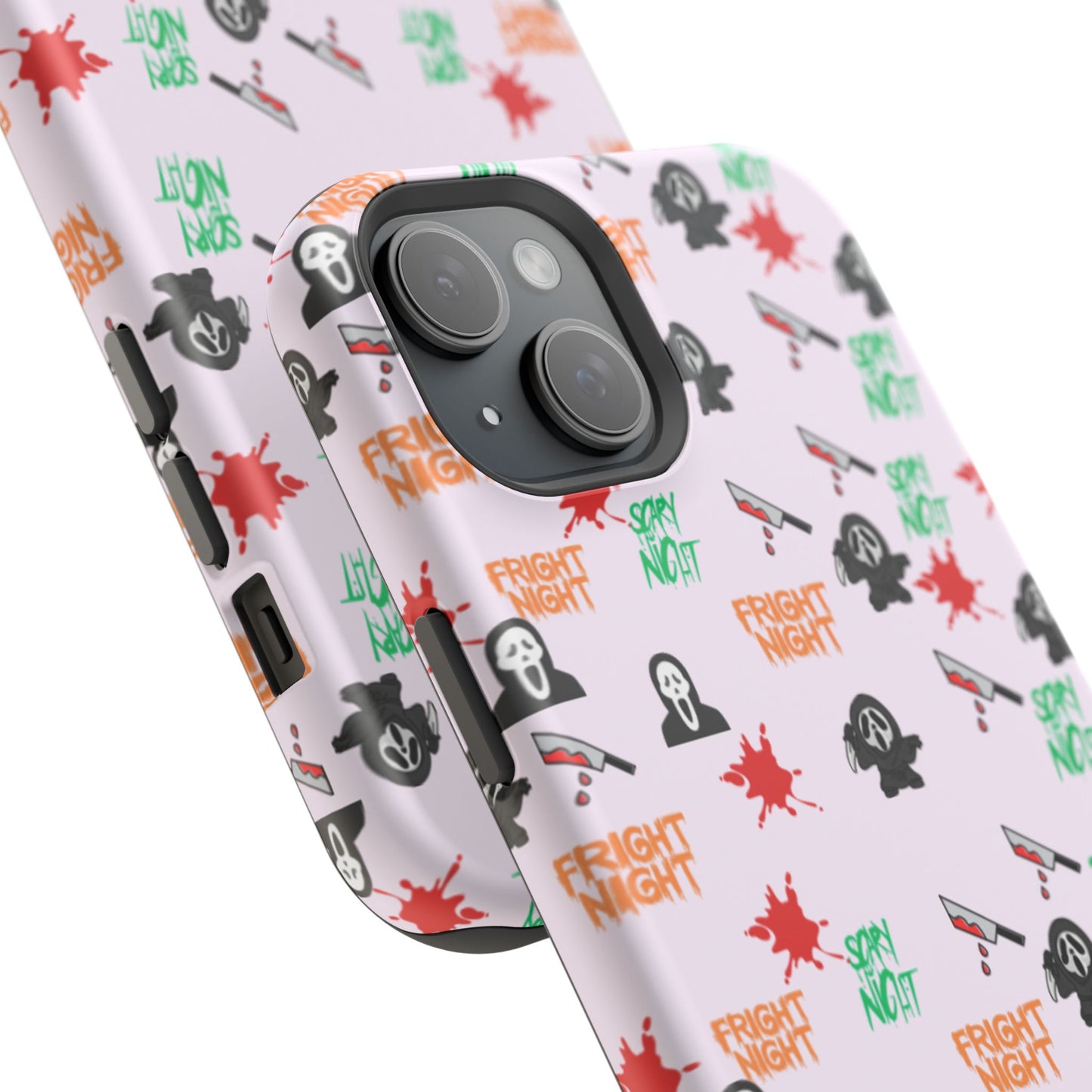 Halloween Spooky Phone Case, MagImpact-Resist iPhone 13-17 Pro Max, Pink, Blood Drop & Knife, Scary Horror Lovers, Fright Night Accessories,