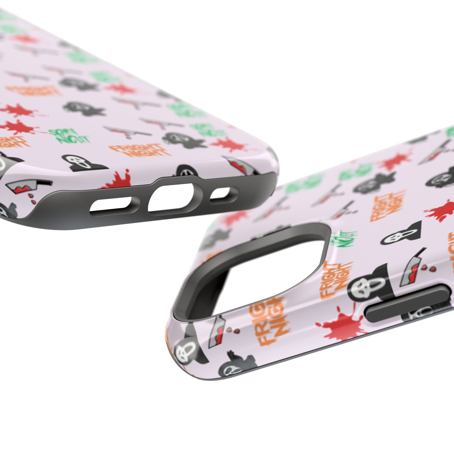 Halloween Spooky Phone Case, MagImpact-Resist iPhone 13-17 Pro Max, Pink, Blood Drop & Knife, Scary Horror Lovers, Fright Night Accessories,