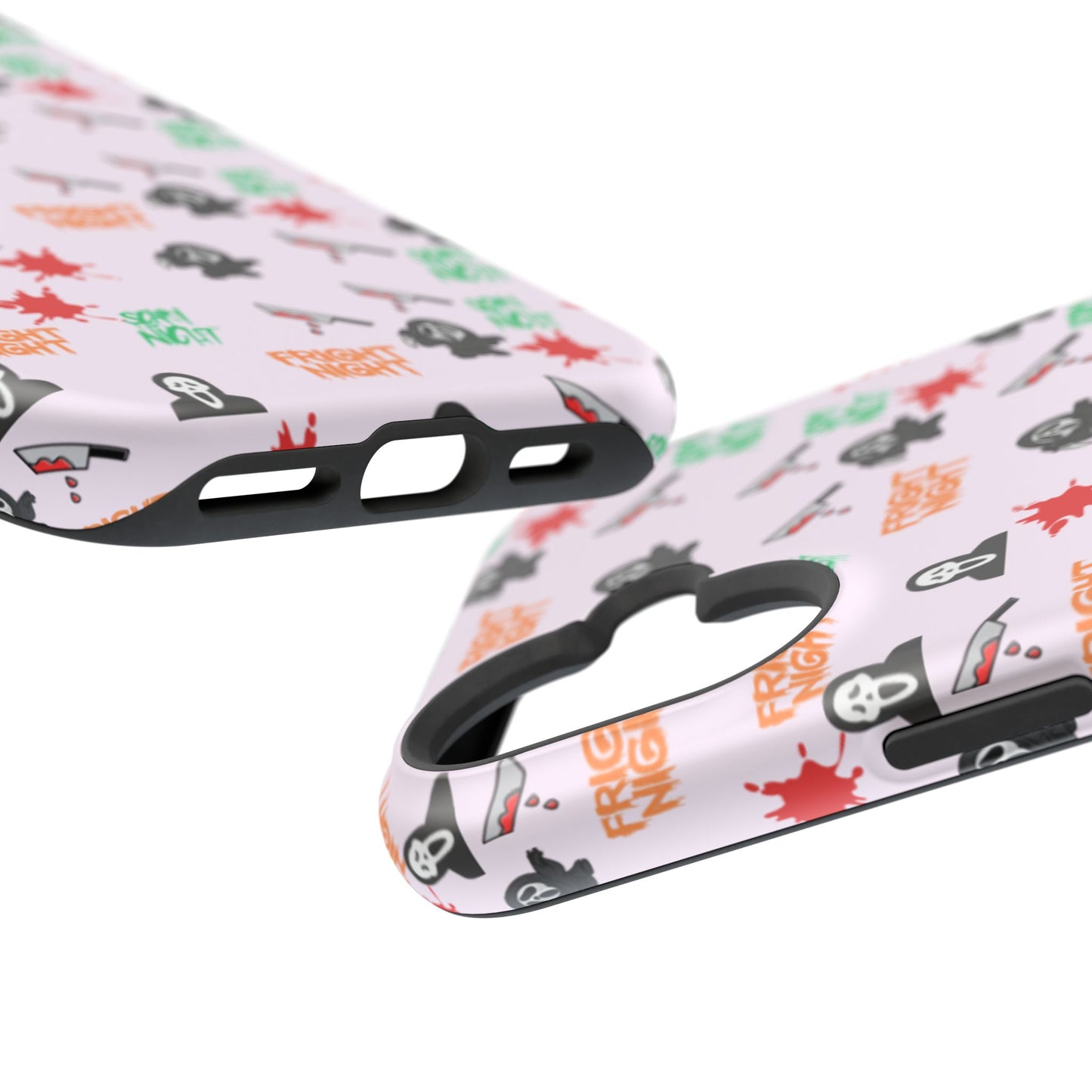 Halloween Spooky Phone Case, MagImpact-Resist iPhone 13-17 Pro Max, Pink, Blood Drop & Knife, Scary Horror Lovers, Fright Night Accessories,