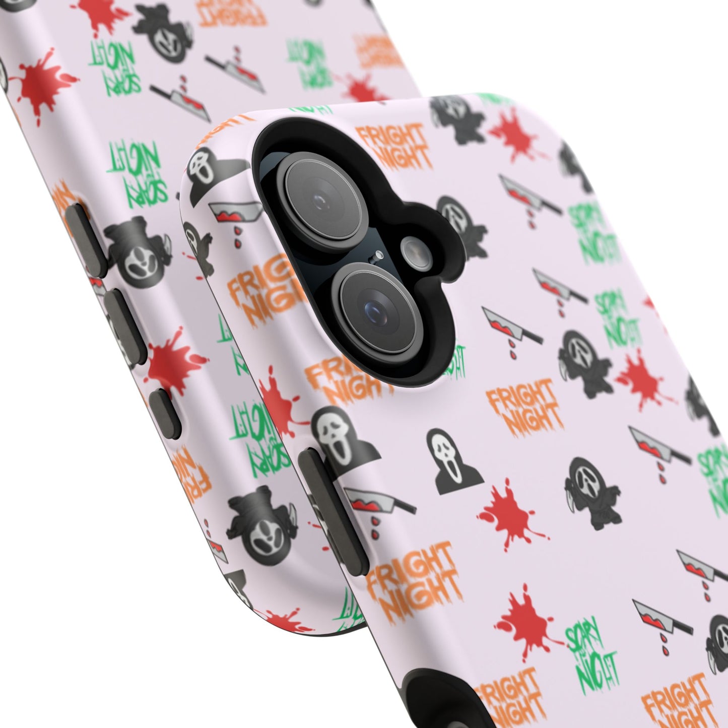 Halloween Spooky Phone Case, MagImpact-Resist iPhone 13-17 Pro Max, Pink, Blood Drop & Knife, Scary Horror Lovers, Fright Night Accessories,